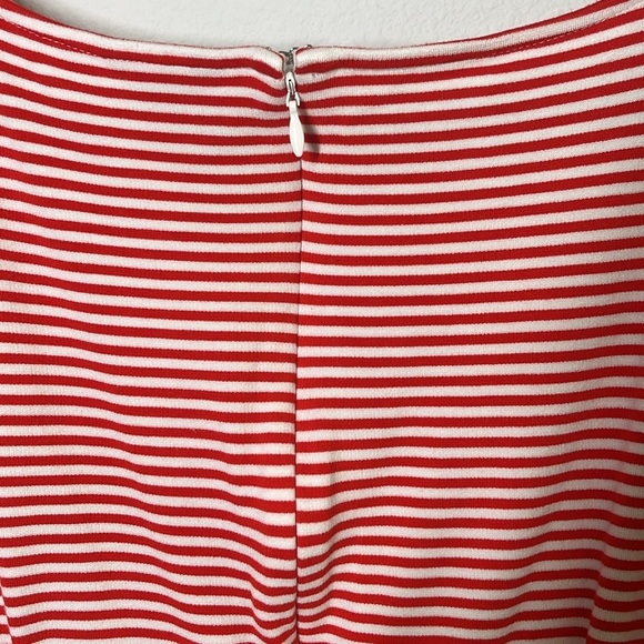 Ann Taylor Red Striped Puff Sleeve Dress Size 4 Stretchy Fit - Picture 10 of 11